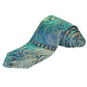 Peacock Pattern Men's Necktie | Blue/Gold